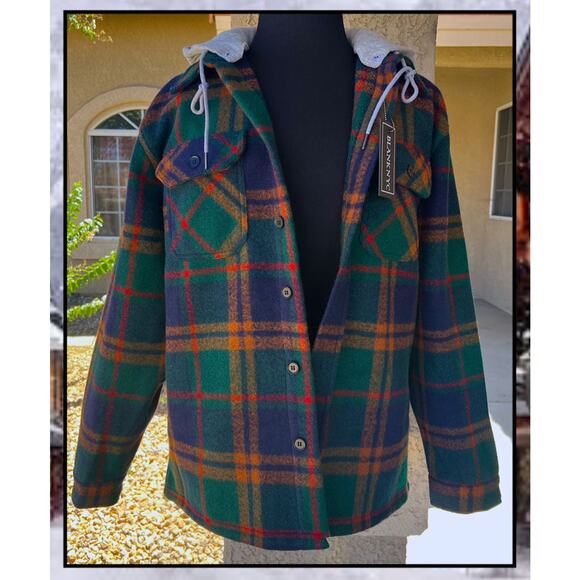 Blank NYC Mens Plaid Heavy Shacket Shirt With Removable Hood Jacket Size M - Picture 3 of 12